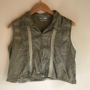 Sage green button up crop-top